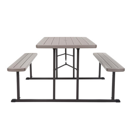 Cosco Plastic Brown 72 in. Rectangle Foldable Picnic Table