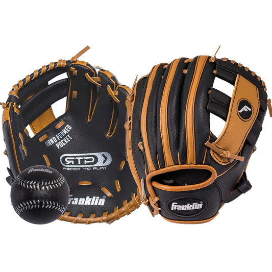 Franklin RTP Black/Tan PVC Right-handed T-Ball Fielding Glove 9.5 in. 1 pk