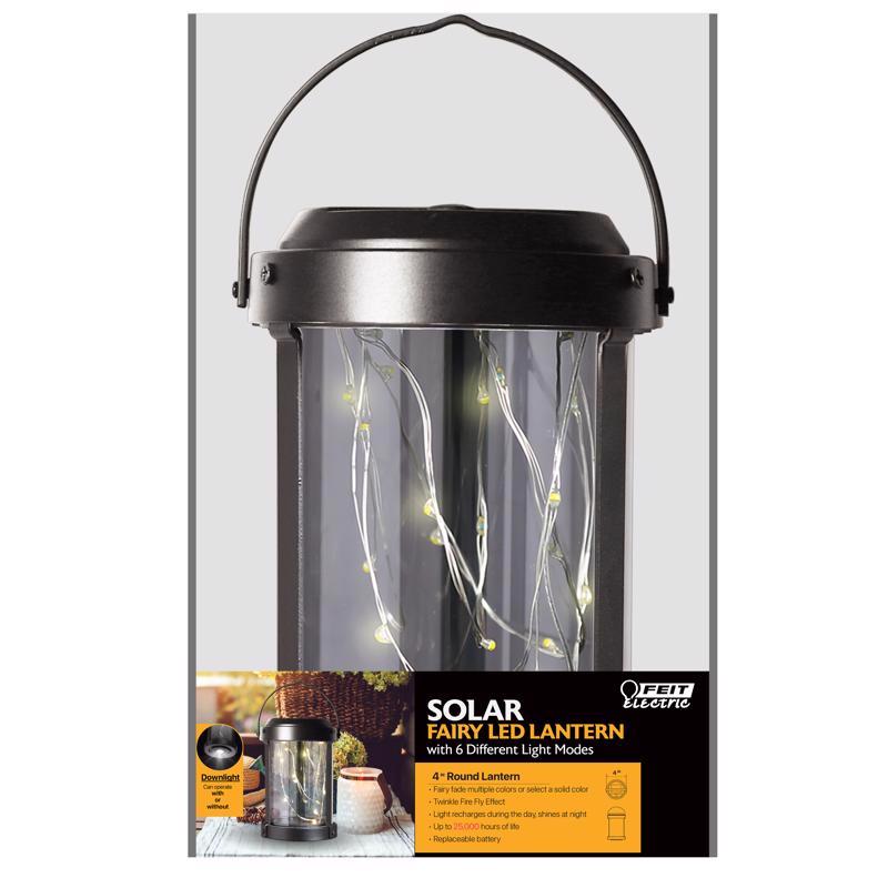 Feit Solar Fixtures 6.1 in. Solar Power Metal Round Bronze Hanging Pathway Light