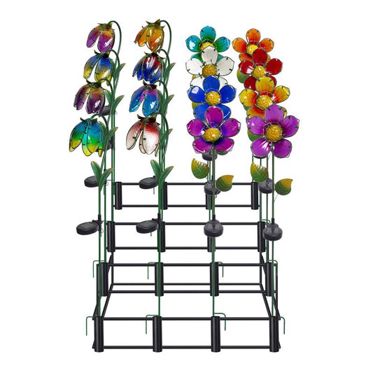 Alpine Multicolored Glass/Metal 33 in. H Flower Solar Garden Stake