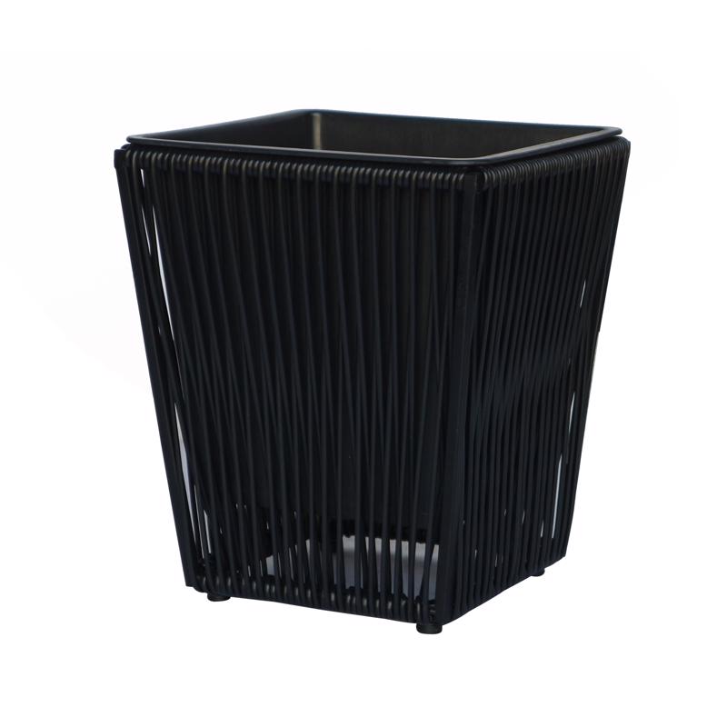 Infinity 13.78 in. H X 11.81 in. W X 11.81 in. D Metal/Plastic Poly Rattan Planter Black