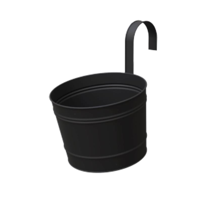 Panacea 10.5 in. H X 8 in. D Metal Over The Rail Planter Black