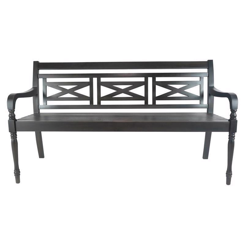 Jack Post Black Wood Decorative Bench 22 in. H X 47 in. L X 23 in. D