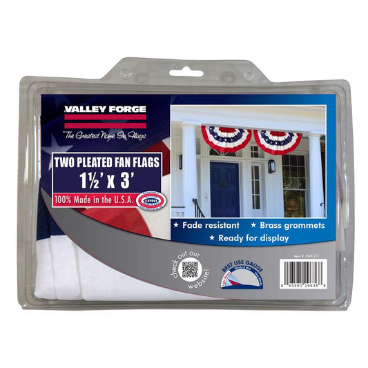 Valley Forge American  Pleated Flag 18 in. H X 36 in. L