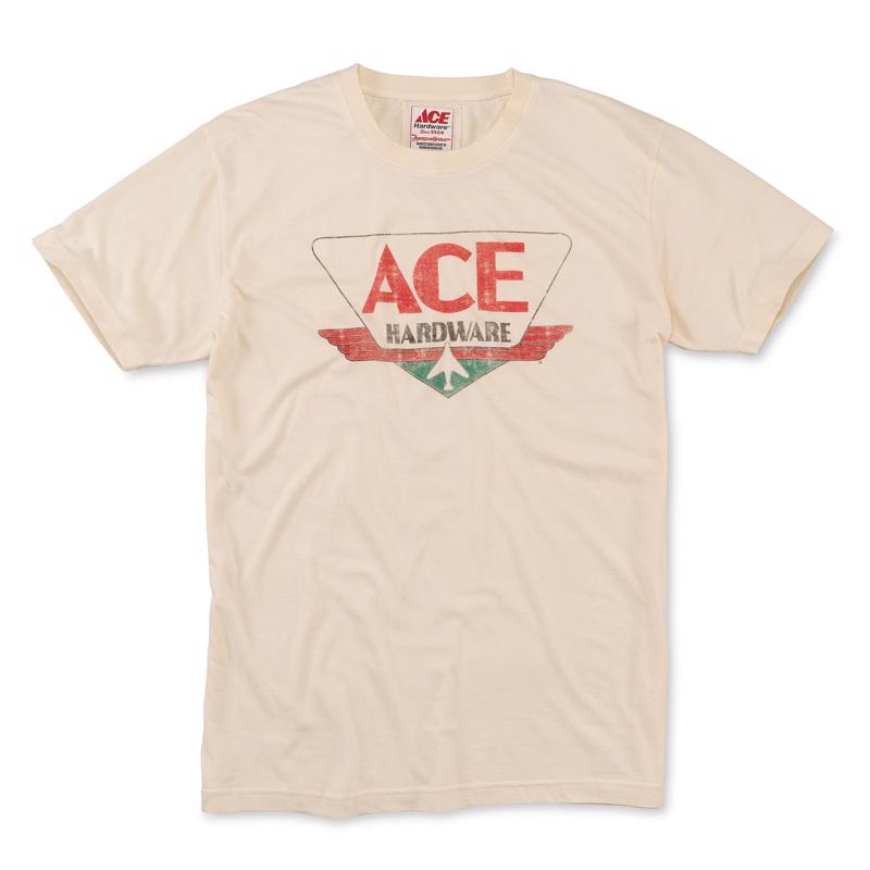 Ace Vintage Threads M Short Sleeve Men's Crew Neck Cream Tee Shirt