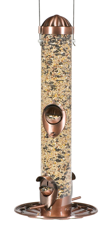 Perky-Pet Wild Bird and Finch 1.8 lb Copper Bird Feeder 4 ports