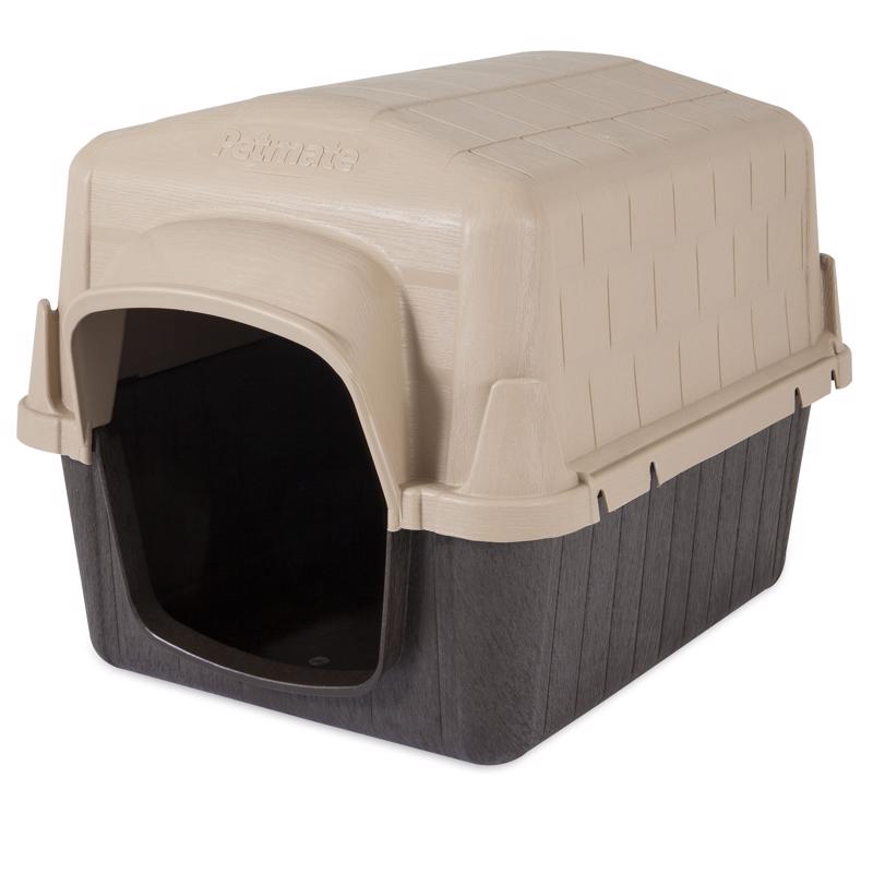 Aspen Pet Petbarn 3 Large Plastic Dog House Brown/Sand 30 in. H X 29 in. W X 38 in. D