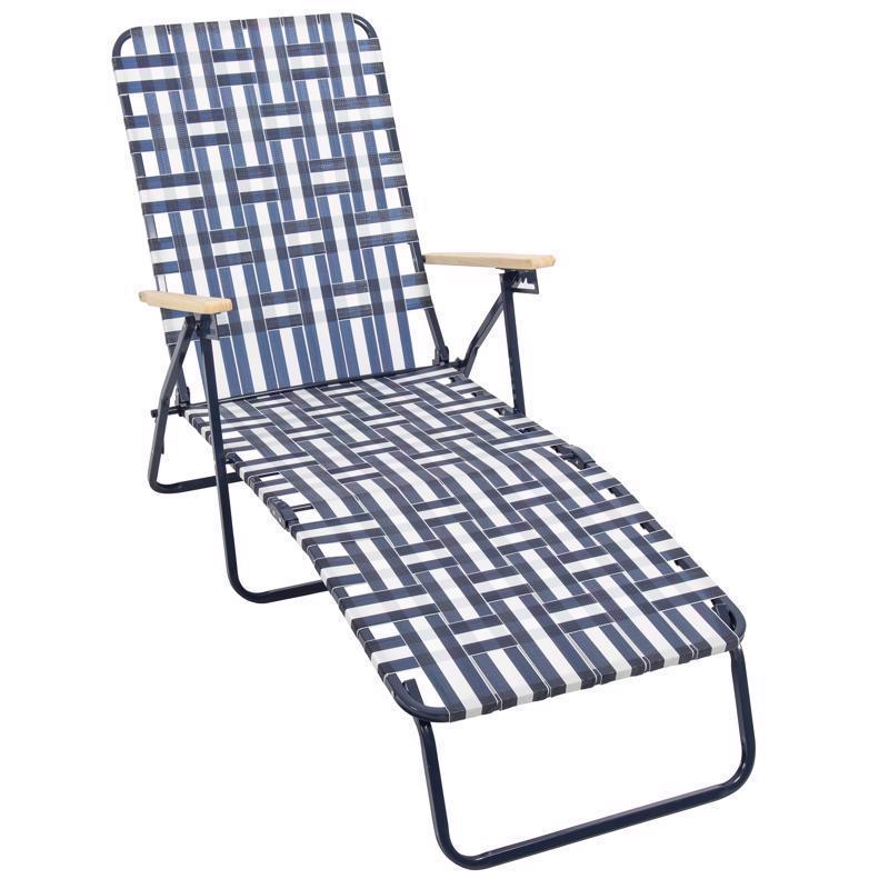 Rio Brands Silver Steel Frame Foldable Chaise Lounge Blue