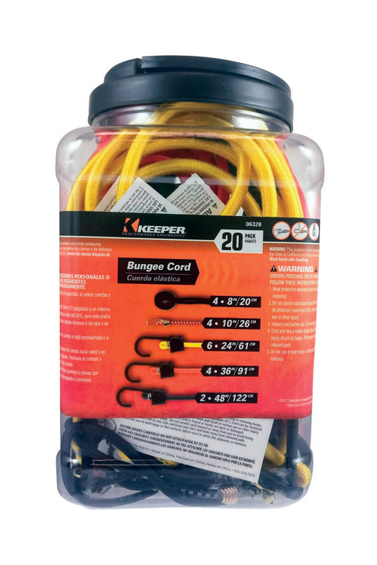 Keeper Assorted Bungee Cord Set 8 in. L X 0.315 in. 20 pk