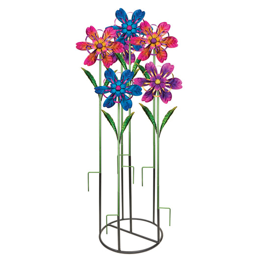 Regal Art & Gift Assorted Metal 36 in. H Flower Ribbon Garden Stake Spinner