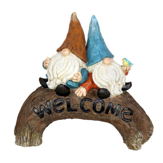 Exhart Resin Multi-color 11 in. Welcome Gnome Garden Statue