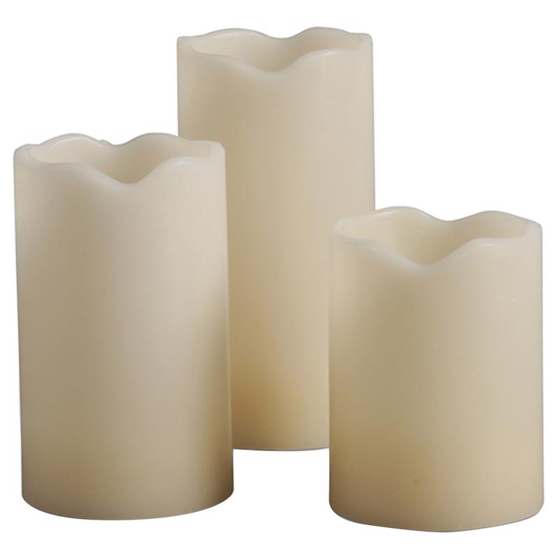 Everlasting Glow Bisque Vanilla Scent Melted Edge Pillar Flameless Flickering Candle