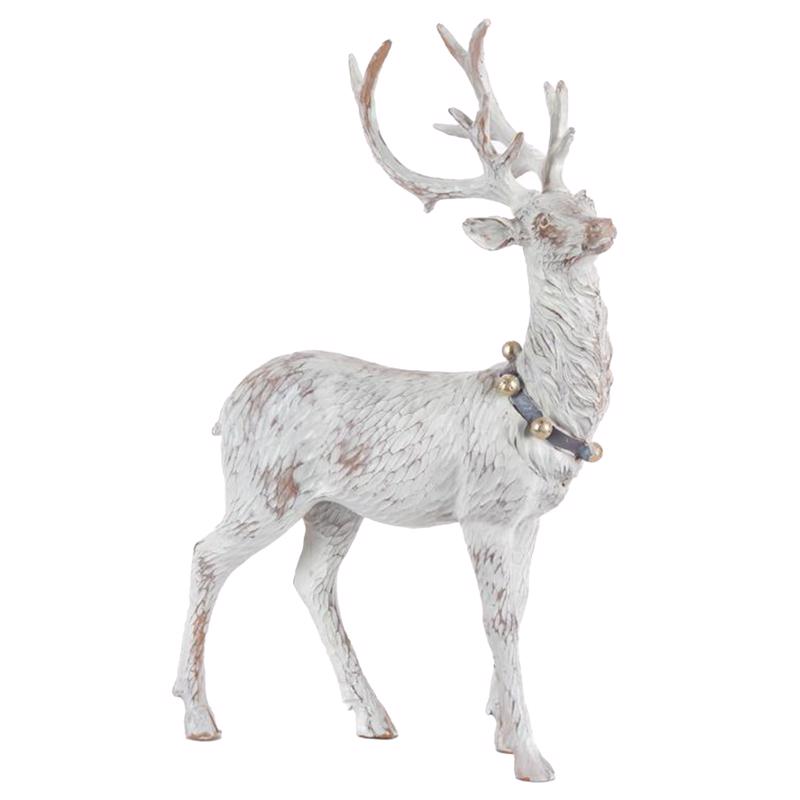 Gerson White Standing Holiday Deer Figurine 12 in.