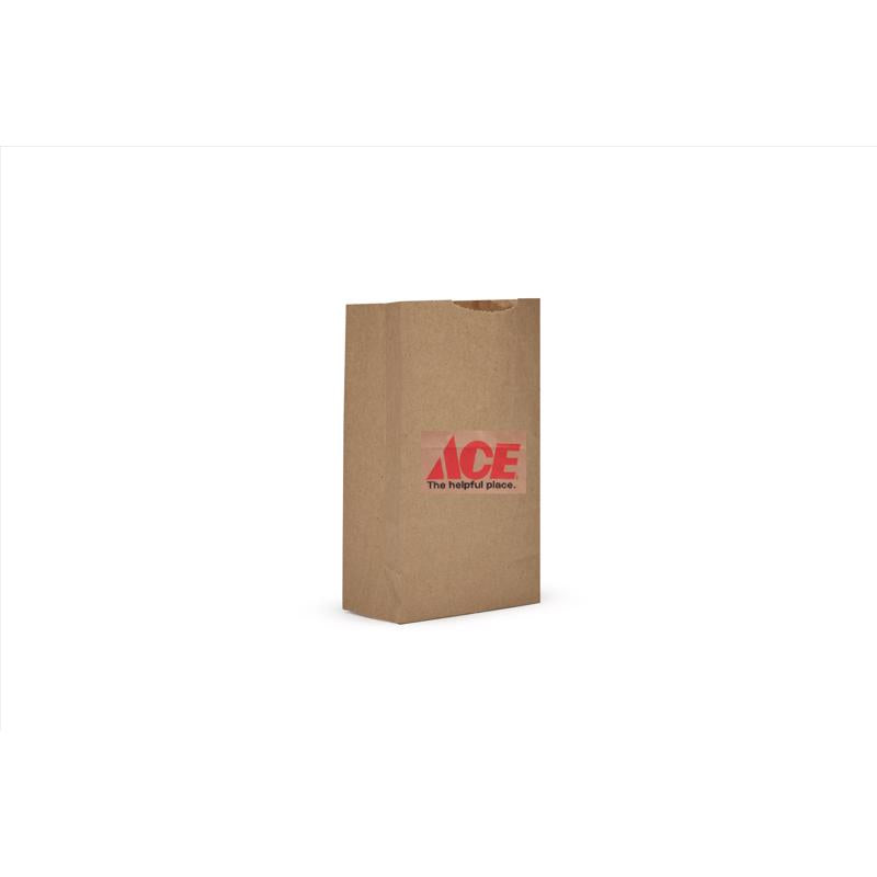 Ace Logo Recycled Paper Brown Shopping Bag 500 pk 7.87 in. H X 2.43 in. W X 4.4 in. L