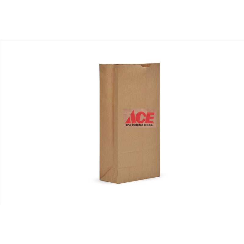 Ace Logo Recycled Paper Brown Shopping Bag 500 pk 18 in. H X 5.25 in. W X 8.25 in. L