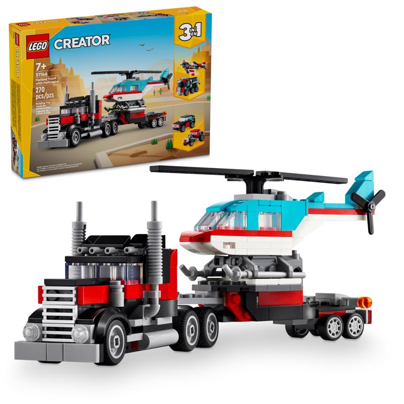 LEGO Creator Creator Flatbed Truck with Helicopter Multicolor 270 pc