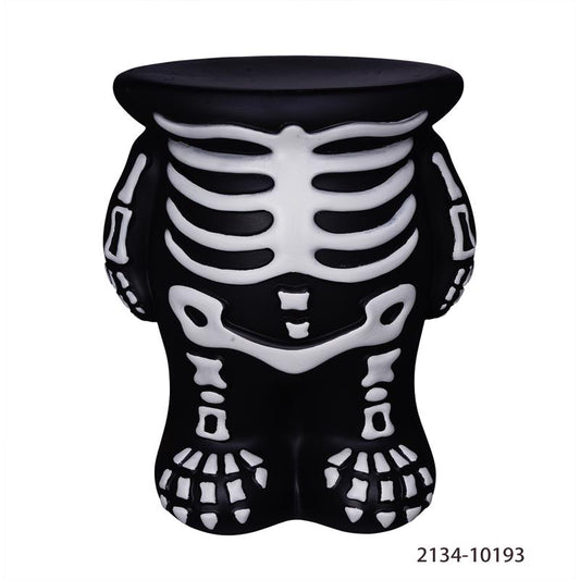 Pan Asian Creations 10.5 in. Blow Mold Skeleton Pumpkin Stand Halloween Decor