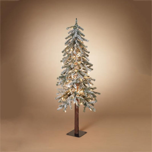 Gerson LED Electric Lighted Holiday Flocked Pine Christmas Tree 4 ft.