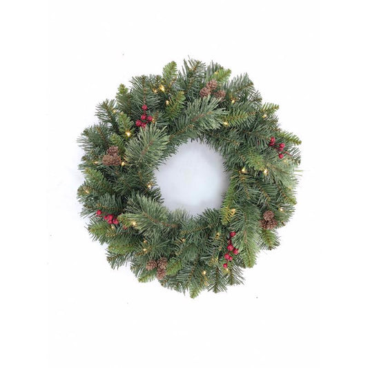 Celebrations 24 in. D LED Prelit Multicolored Mixed Pine Wreath