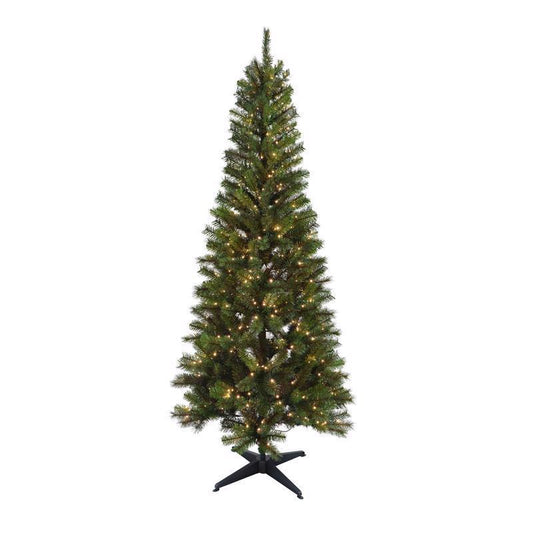 Holiday Bright Lights 1-2 Tree 7 ft. Pencil LED 500 ct Highland Spruce Color Changing Christmas Tree