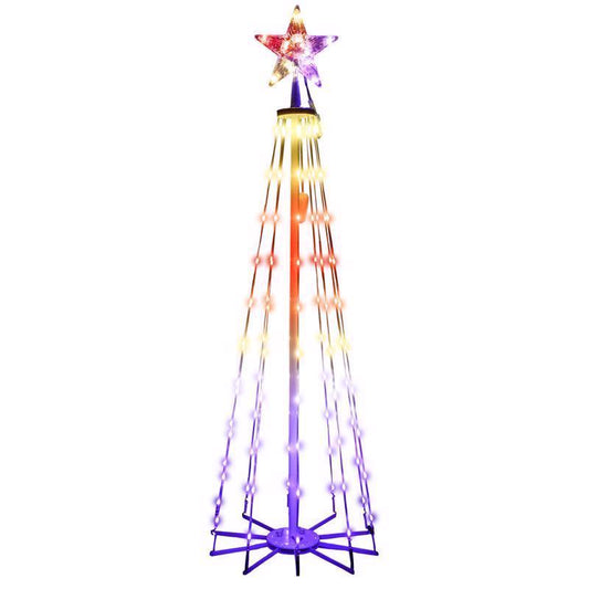 Celebrations Platinum Brilliant LED RGBW Straight Frame Tree 4 ft. Yard Decor