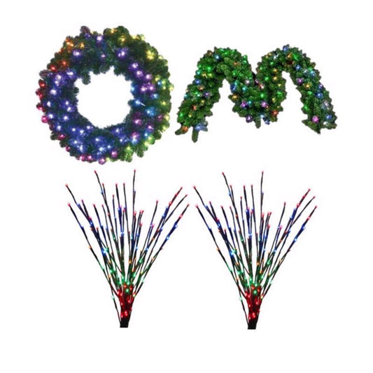 Celebrations Platinum Brilliant LED Prelit RGBW Entryway Kit Wreath