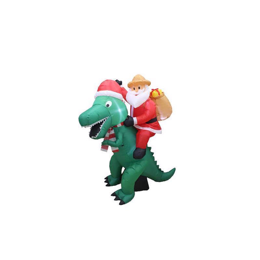 A Holiday Company Jurassic Santa LED Dinosaur with Santa 6 ft. Inflatable