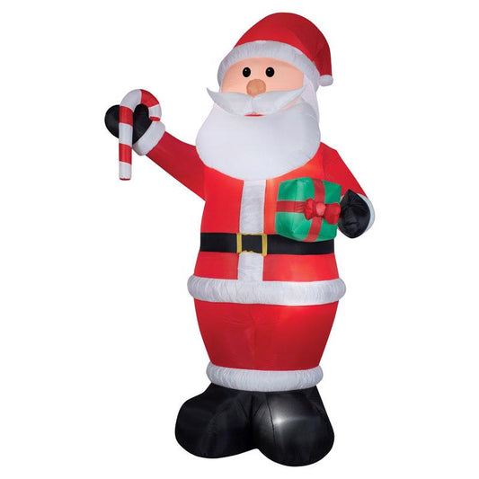 Gemmy LED White Santa with Candy Cane and Gift 12 ft. Inflatable