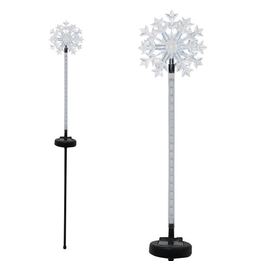 Alpine LED Solar Snowflake Garden Stake 33 in. Pathway Decor