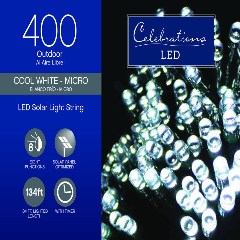 Celebrations LED Micro/5mm Cool White 400 ct String Christmas Lights 134 ft.