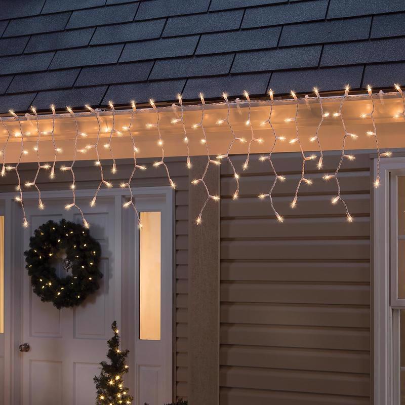 Celebrations Red Incandescent Mini Clear 300 ct Icicle Christmas Lights 17 ft.