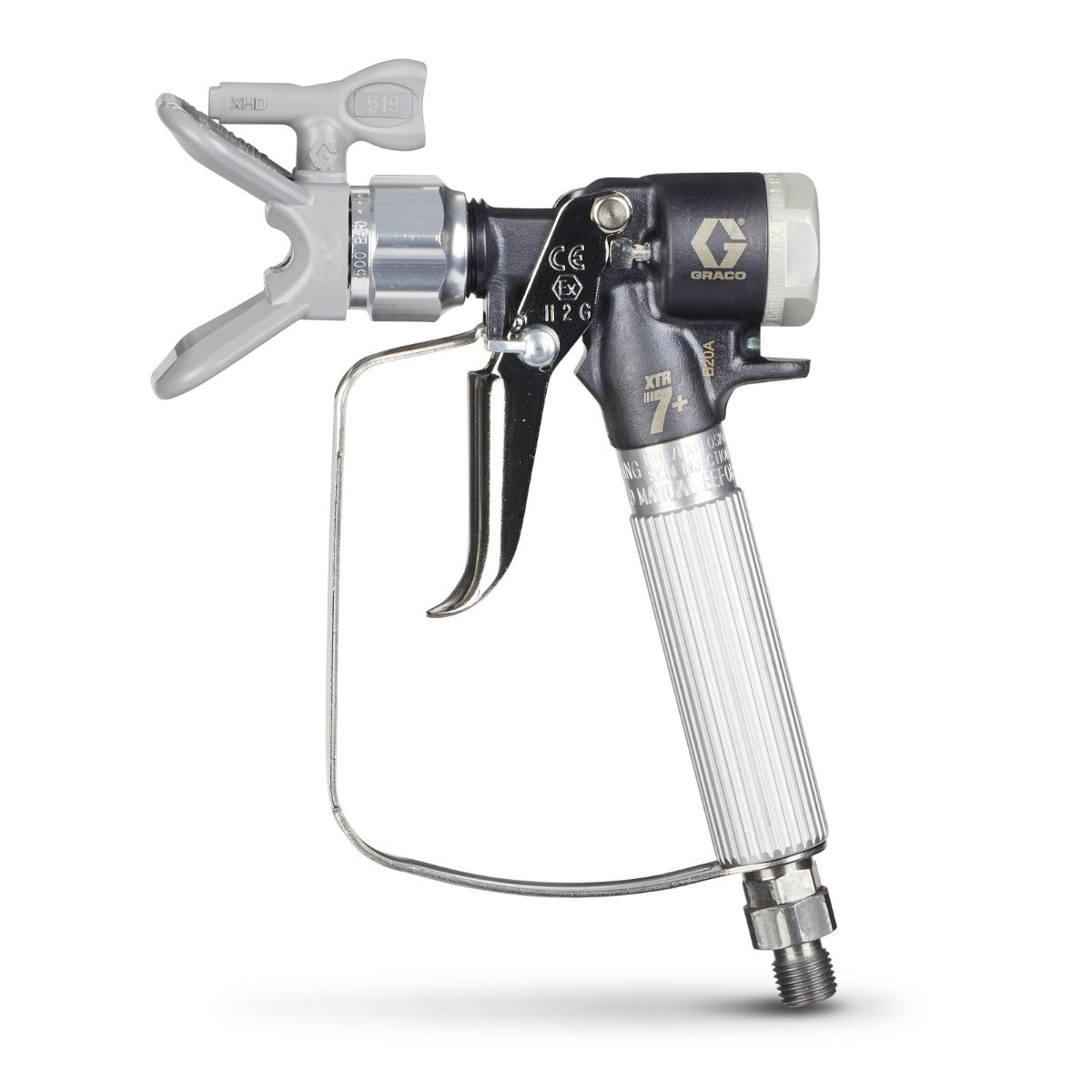 Graco XTR725 XTR7+ High Pressure Airless Spray Gun, Round Handle, 2-Finger Trigger with 519 XHD RAC Tip